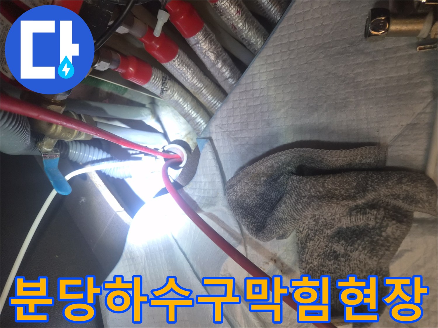 분당 백현동-싱크대 배관 내부를 점검하는 현장 모습