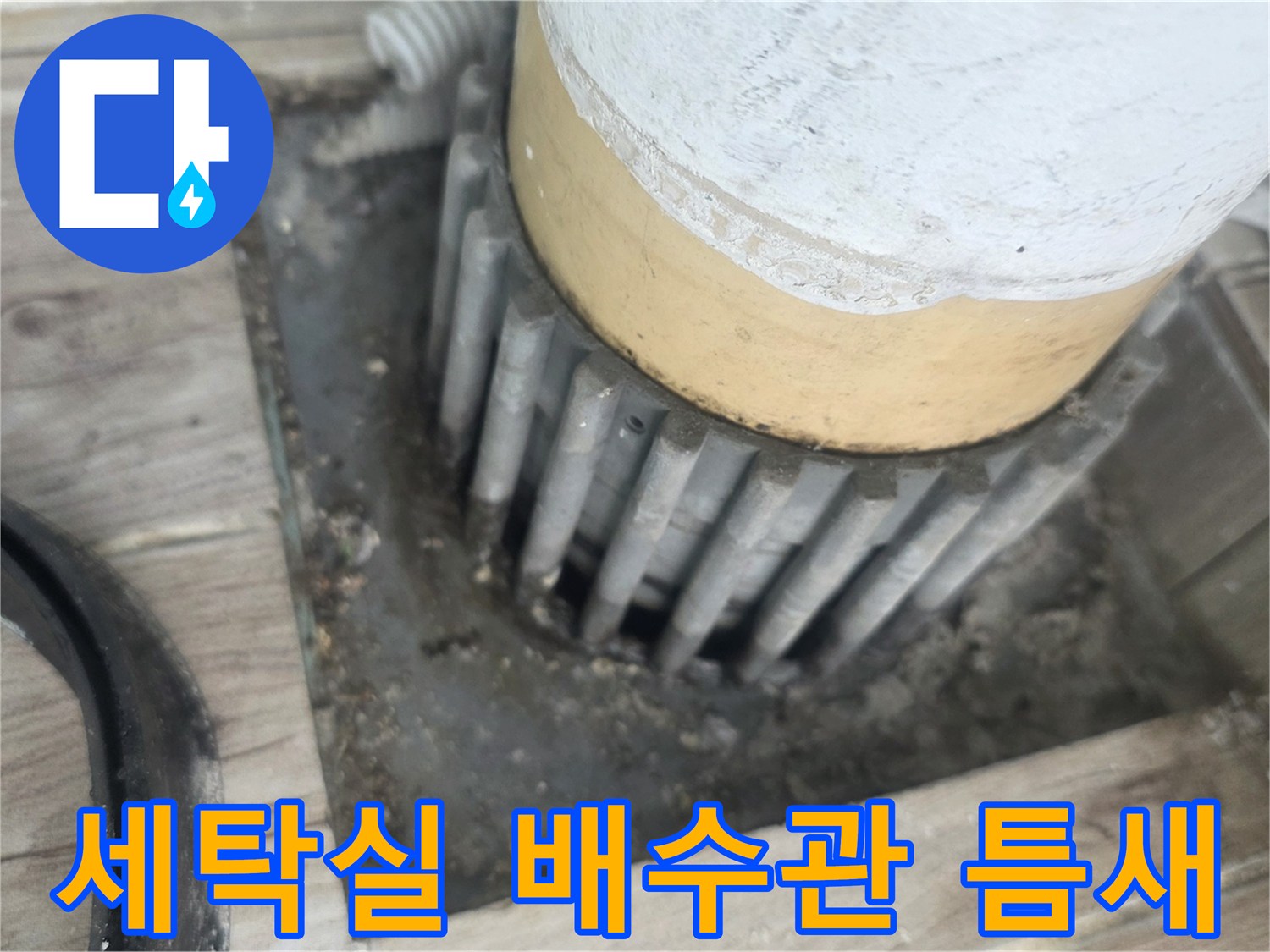 상계동 아파트 세탁실-배수관 주변 틈새와 오염 상태