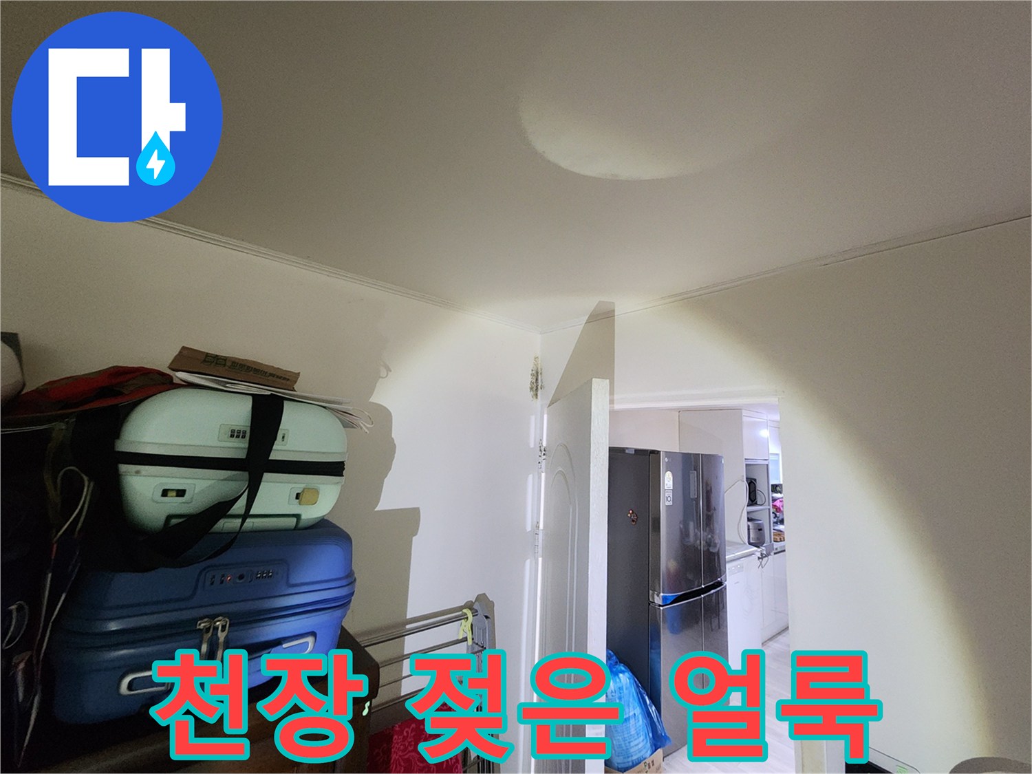 습기가 스며들어 짙게 변한-천장 중앙부 얼룩