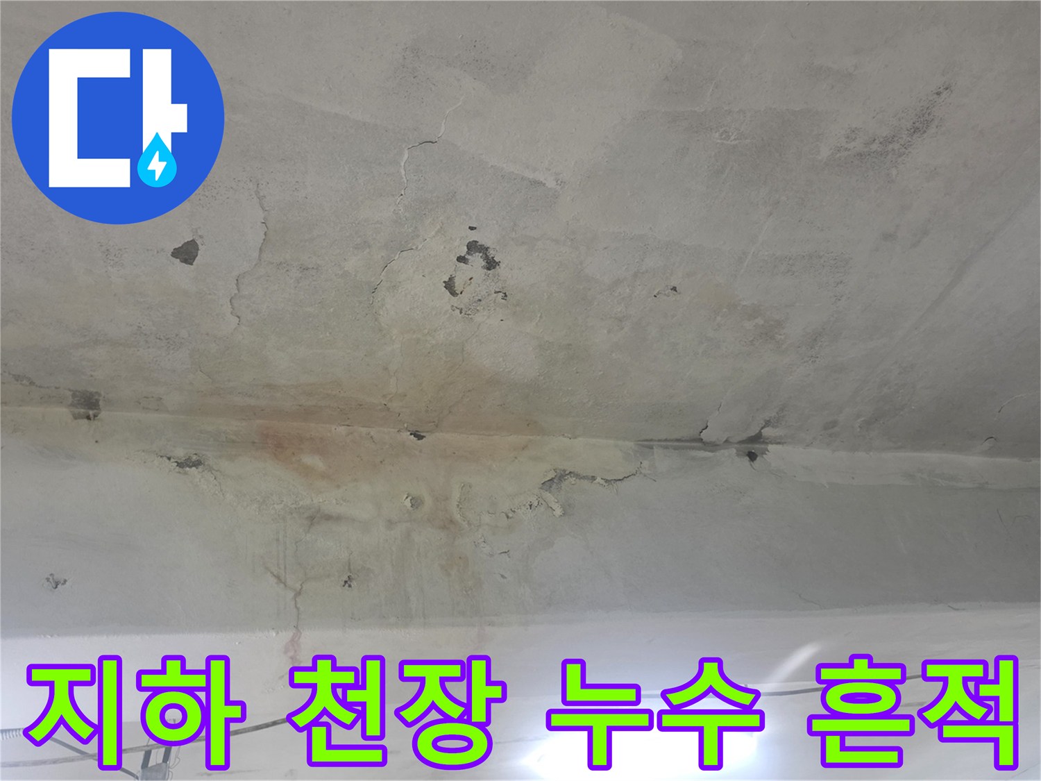 강서구 화곡동 지하 공간-콘크리트 박리와 백화 현상이 나타난 천장 상태