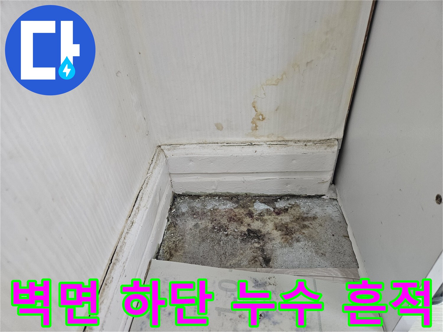 죽전동 현장-벽체 변색 및 바닥 오염 상태